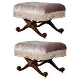 Pair of upholstered X stools