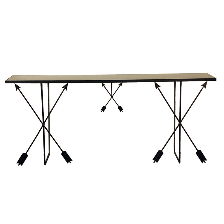 Neoclassical black opaline arrow console