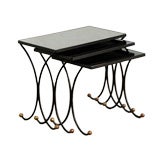 Set of French eglomise mirror nesting tables