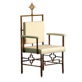 Used Heavy sculptural brass cubist church chair