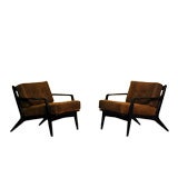 Pair of black lacquer armchairs by Paul Laszlo