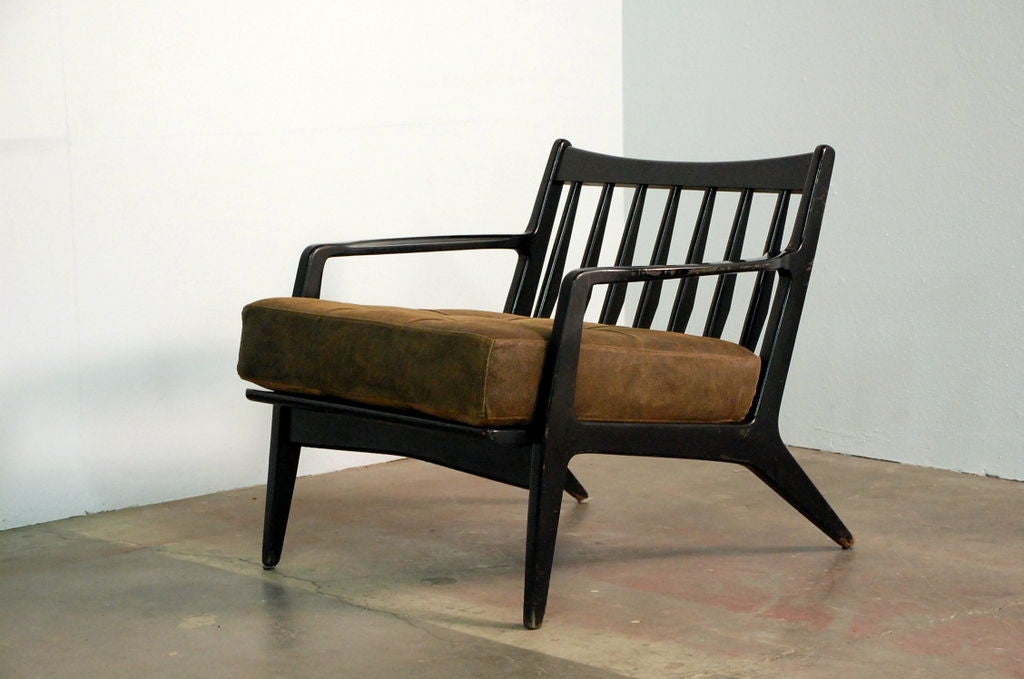 Pair of black lacquer armchairs by Paul Laszlo 6