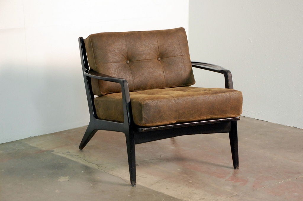 Pair of black lacquer armchairs by Paul Laszlo 1