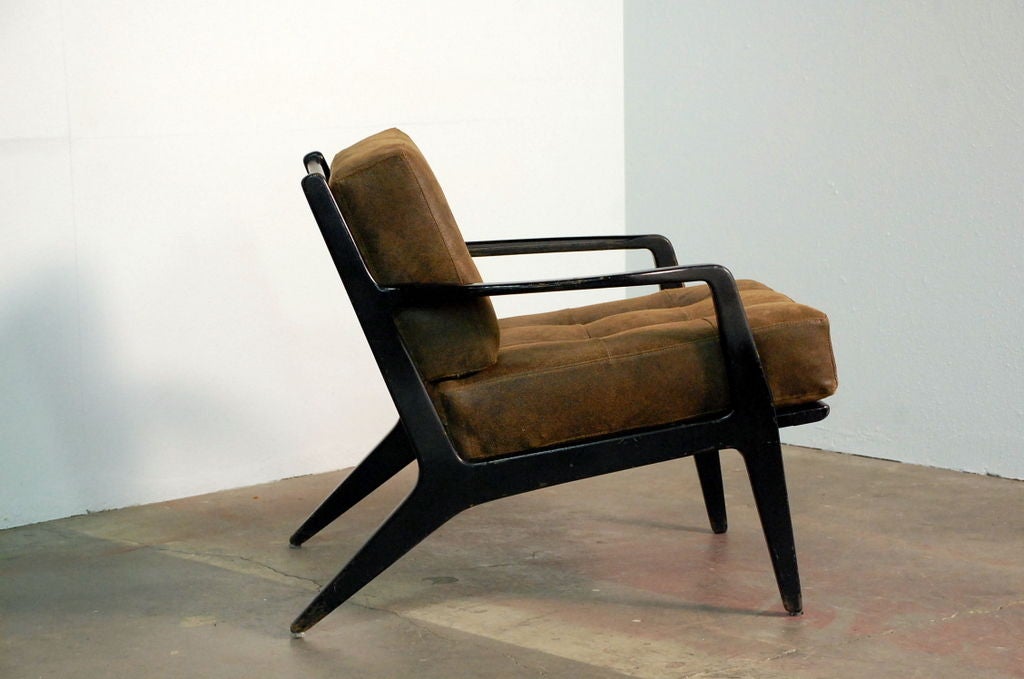 Pair of black lacquer armchairs by Paul Laszlo 3