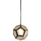 Industrial glass and leather brass Pentagon lantern