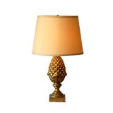Classic gilt pinneaple tole lamp with custom shade