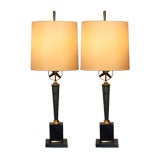 Pair of chic bronze table lamps in the style of Arturo Pani