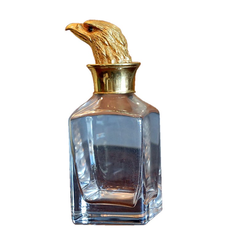 Rare crystal and gilt bronze eagle decanter by Christian Dior