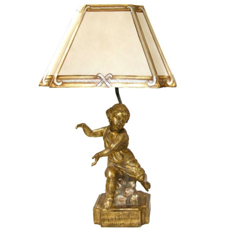 Pair Putti Lamps w/Custom Shades (GMD#2238)