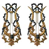 Pair Lyre Form Candle Sconces (GMD#2288)