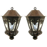 Antique Pair Aged Iron Lanterns (GMD#2334)