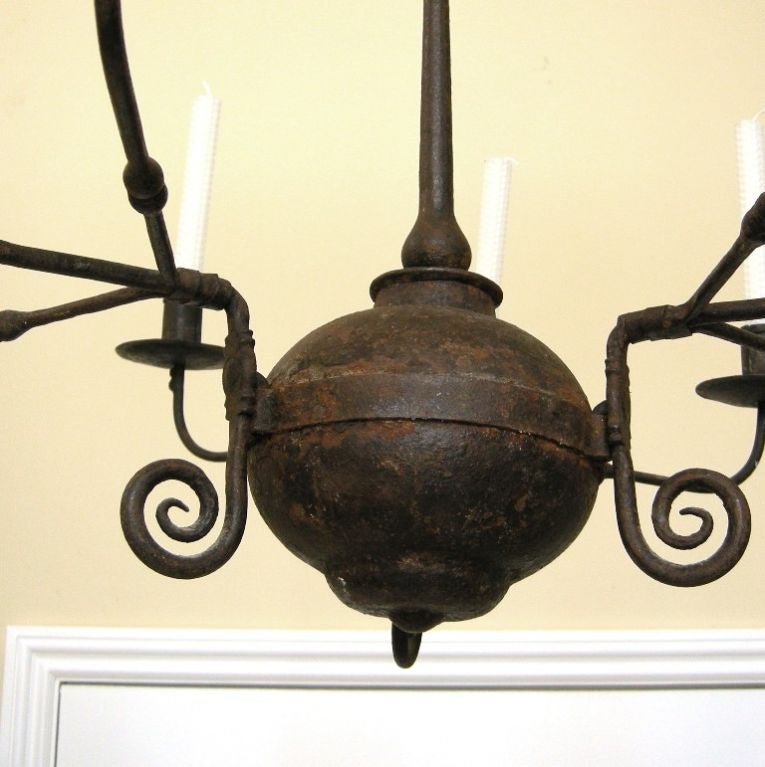 20th Century Colonial Style Iron Candle Chandelier (GMD#2356)