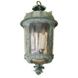 Antique Patinated Copper 
Glass Lantern (GMD#2359)