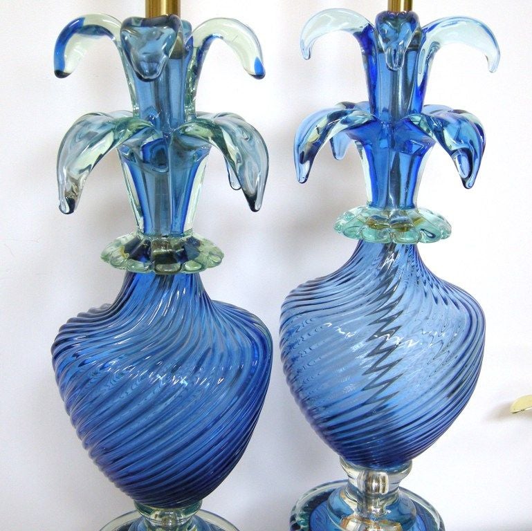 Mid-20th Century Pair Marbro Lamps Designed by Barovier (GMD#2173)