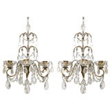 Antique Pair Crystal Candle Sconces (GMD#2375)