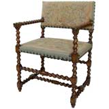 19th C. Renaissance Style Oak & Tapestry Arm Chair (GMD#2134)