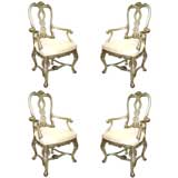 Set of Four Baroque Style Silver Giltwood Arm Chairs (GMD#2143)