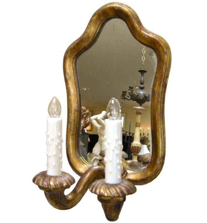 Pair Giltwood & Mirror 2-Lite Sconces (GMD#2145)