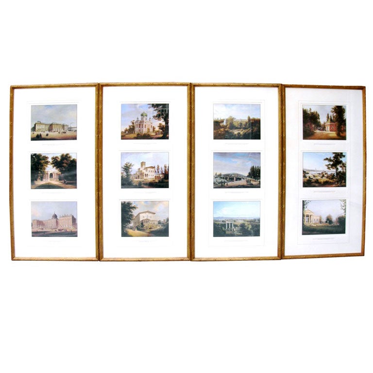 Set of 4 Frames w/12 Mounted Architectural Images (GMD#1601) For Sale