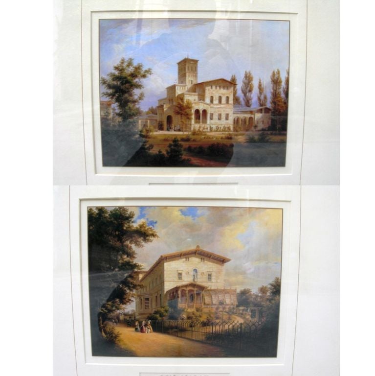 Set of 4 Frames w/12 Mounted Architectural Images (GMD#1601) In Good Condition For Sale In Los Angeles, CA