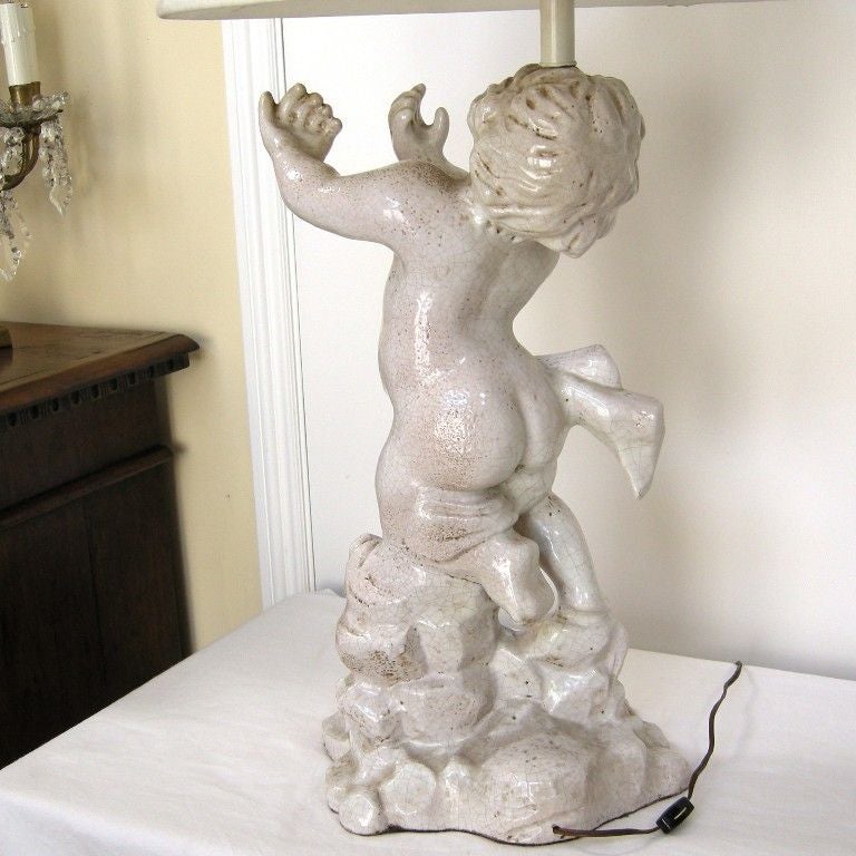 Single Faience Putti Lamp (GMD#2174)