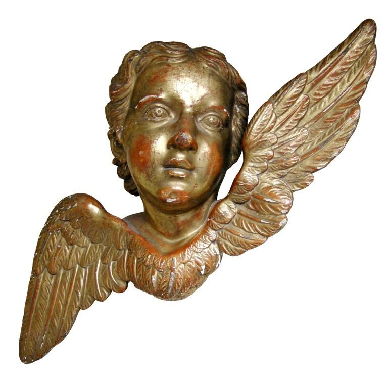 Pair Large 18th C. Carved Cherubs (GMD#2185)