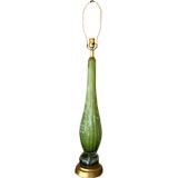 PAIR OF TALL GREEN MURANO TABLE LAMPS.