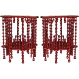 PAIR OF ELABORATELY TURNED WALNUT SIDE TABLES