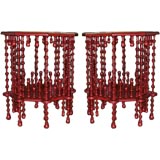 PAIR OF ELABORATELY TURNED WALNUT SIDE TABLES