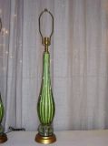 PAIR OF GREEN AND GOLD MURANO TABLE LAMPS
