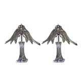 PAIR OF WHINSICAL GLASS AND LUCITE TABLE LAMPS