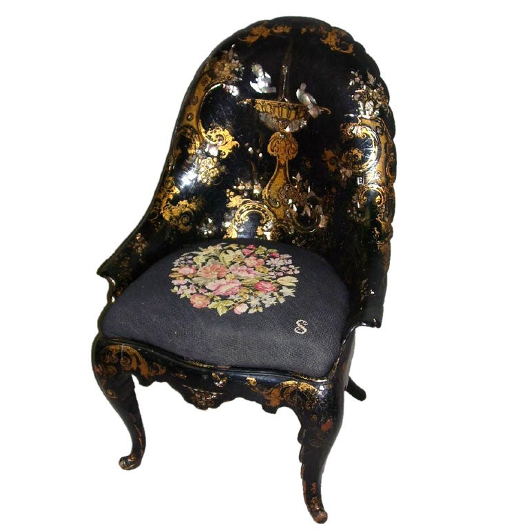 VICTORIAN PAPIER MACHE CHAIR. at 1stDibs