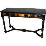 EBONIZED WOOD AND HORN CONSOLE TABLE