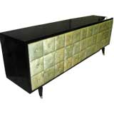 BLACK LAQUERED AND TUFTED PARCHMENT SIDEBOARD