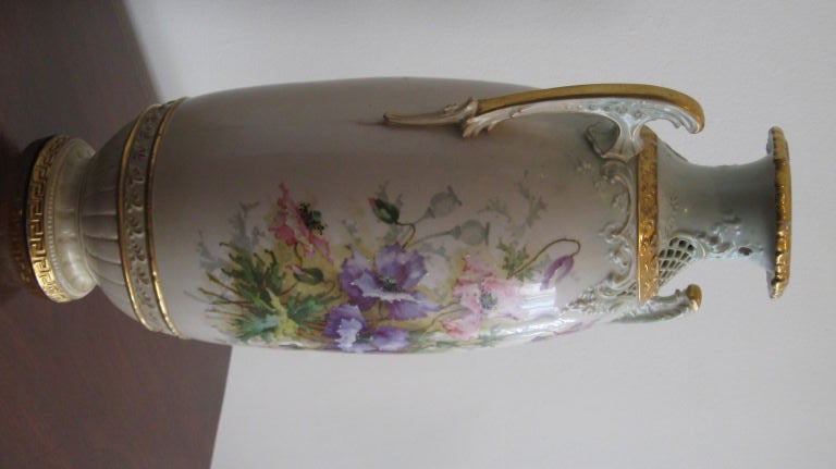 Hand-Painted HAND PAINTED PORCELAIN VASE BY TURN TEPLITZ BOHEMIA
