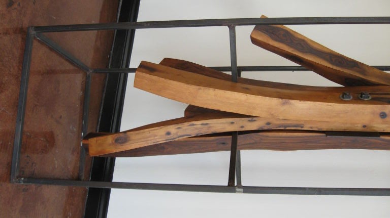 Mid-20th Century Tall Wood And Metal Sculpture