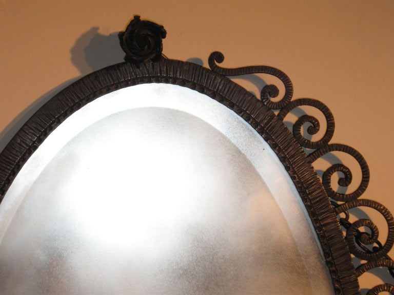 Mid-20th Century Wrought Iron Oval Mirror