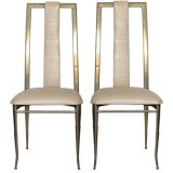 PAIR OF BRASS HIGH BACK CHAIRS