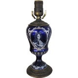 Single Small Porcelain and Bronze Lamp
