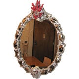 OVAL MIRROR FRAME WITH CORAL AND SHELLS