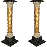 PAIR OF HAND CARVED WOOD PEDESTALS