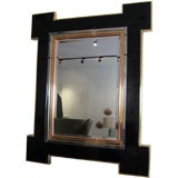 Multi Metal and Black Lacquer Mirror attributed to Maison Jansen