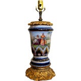 GILT BRONZE AND PORCELAIN SINGLE LAMP