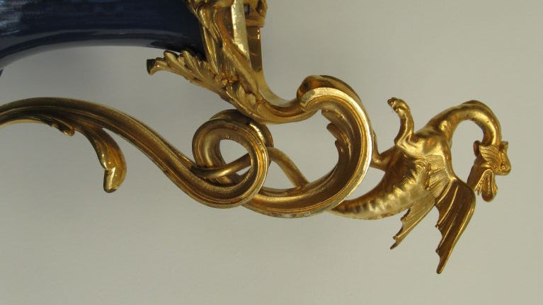 Ormolu PAIR OF FRENCH GILT-BRONZE AND PORCELAIN VASES