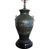 CHINESE CHAMPLEVE ENAMEL ON BRONZE VASE  LAMP