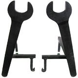 Vintage PAIR OF WRENCH WROUGHT-IRON ANDIRONS