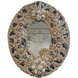 OVAL Vintage MIRROR  ENCRUSTED WITH SEA SHELLS
