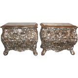 Vintage PAIR OF  NIGHT STANDS ENCRUSTED WITH SEA SHELLS