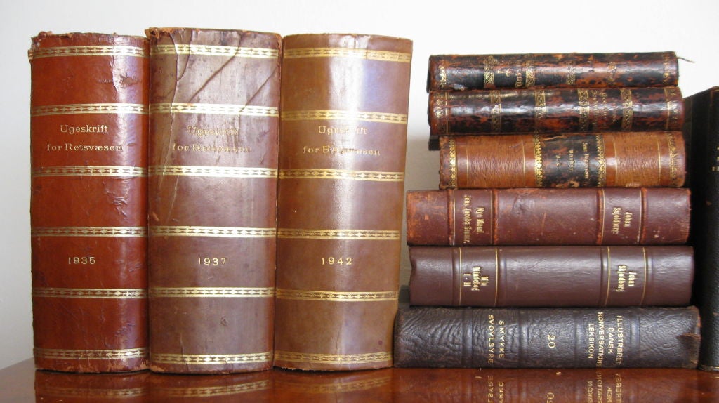 Set of 40 antique books. Hand bound in leather.