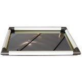 RECTANGULAR BRASS AND COMPOSITION MIRRORED TRAY